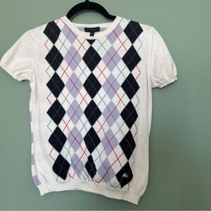 Burberry Kids Argyle Sweater - White, Black, and Purple